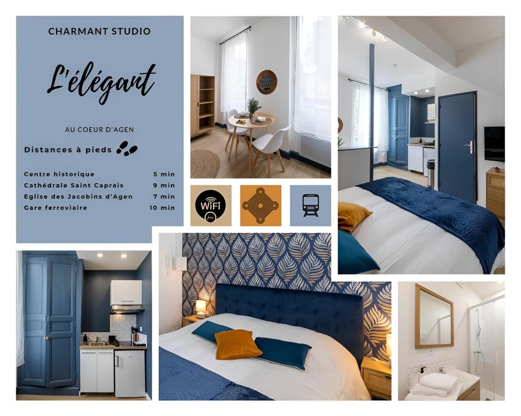 L'Elegant, Charmant Studio Hyper Centre Gare 800M 阿让 外观 照片